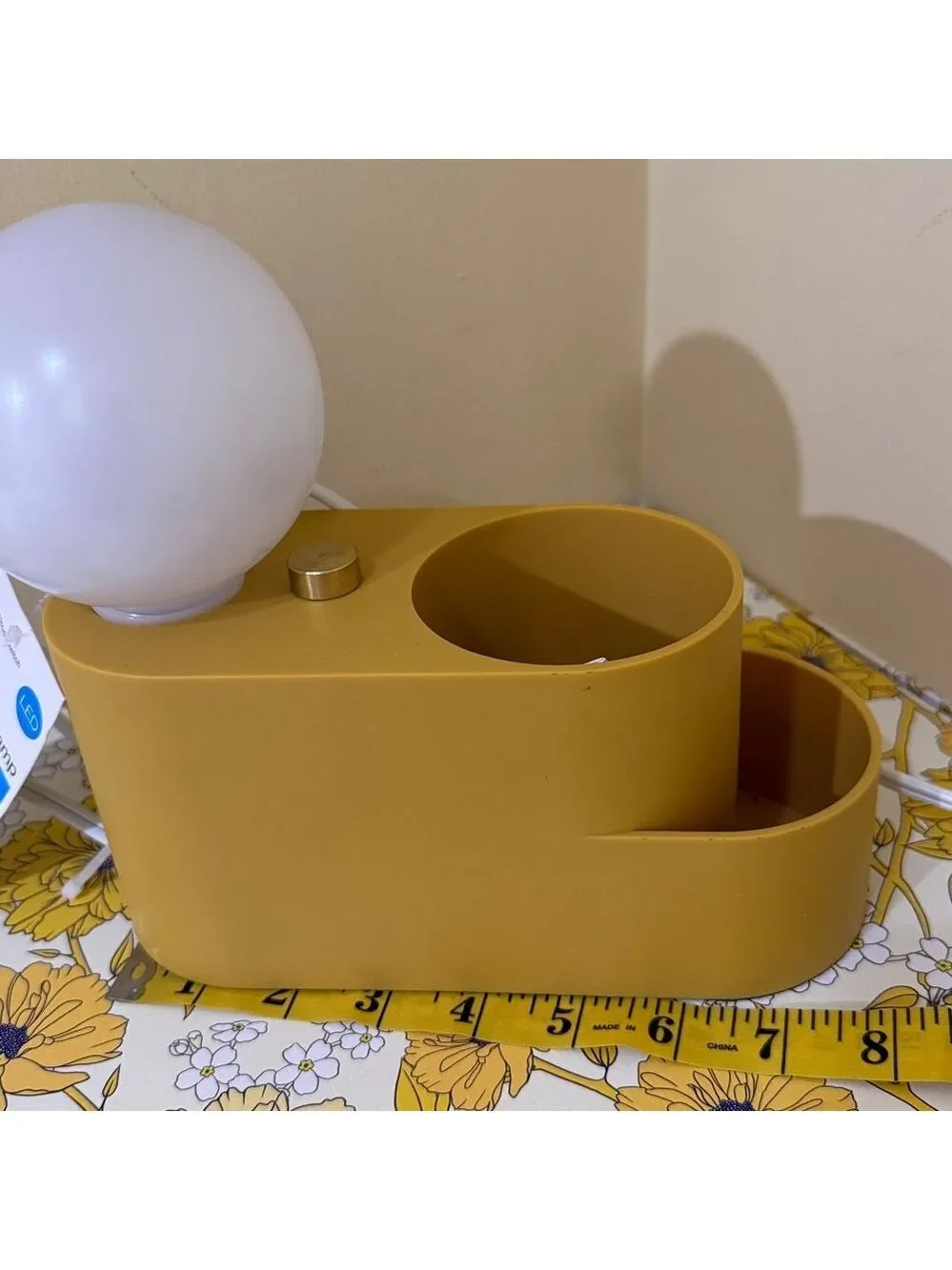 Modern Touch Mustard Yellow Organizer Lamp with Two Storage